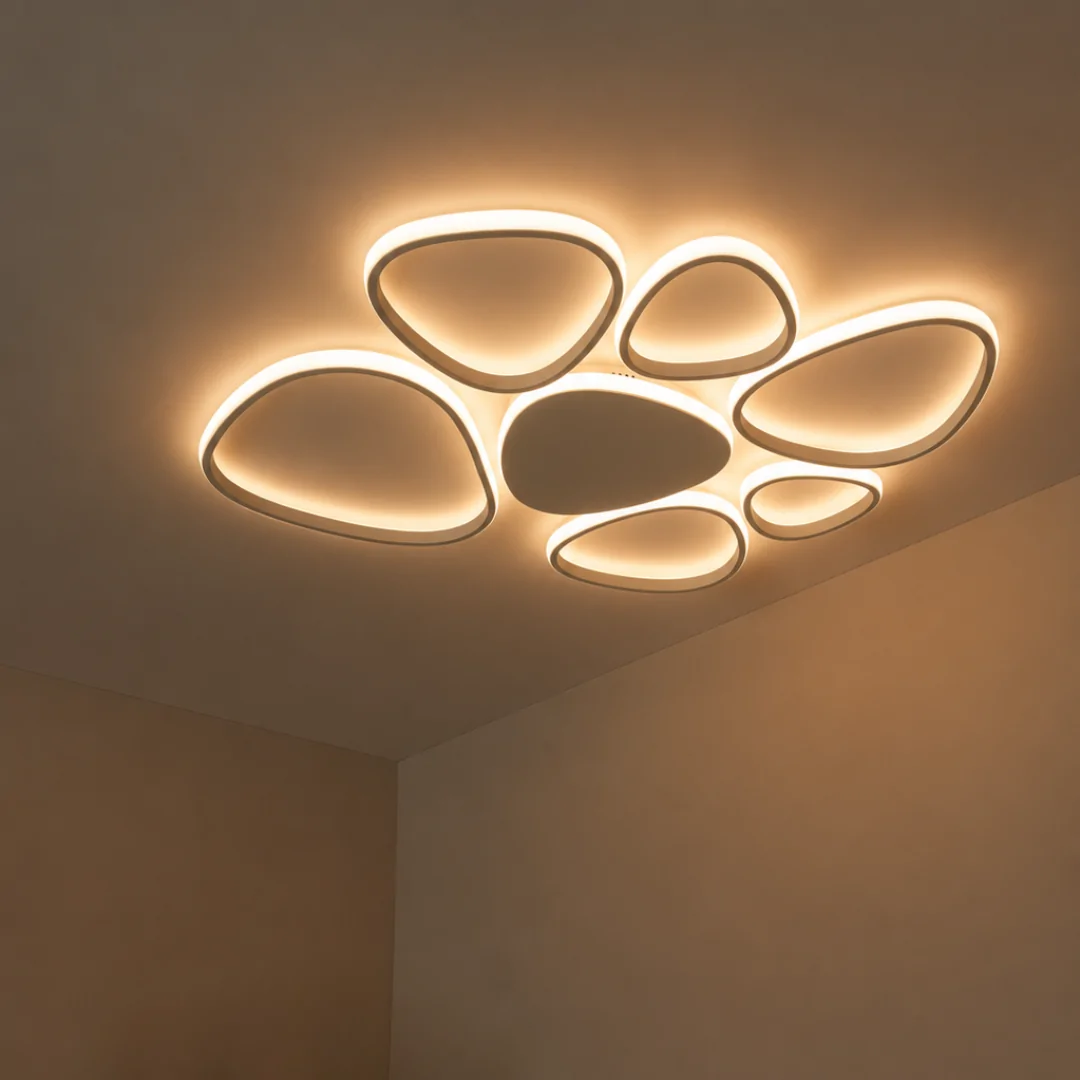 Plafonnier et applique Lucide Samling XL taupe au design organique et à LED intégrée dimmable